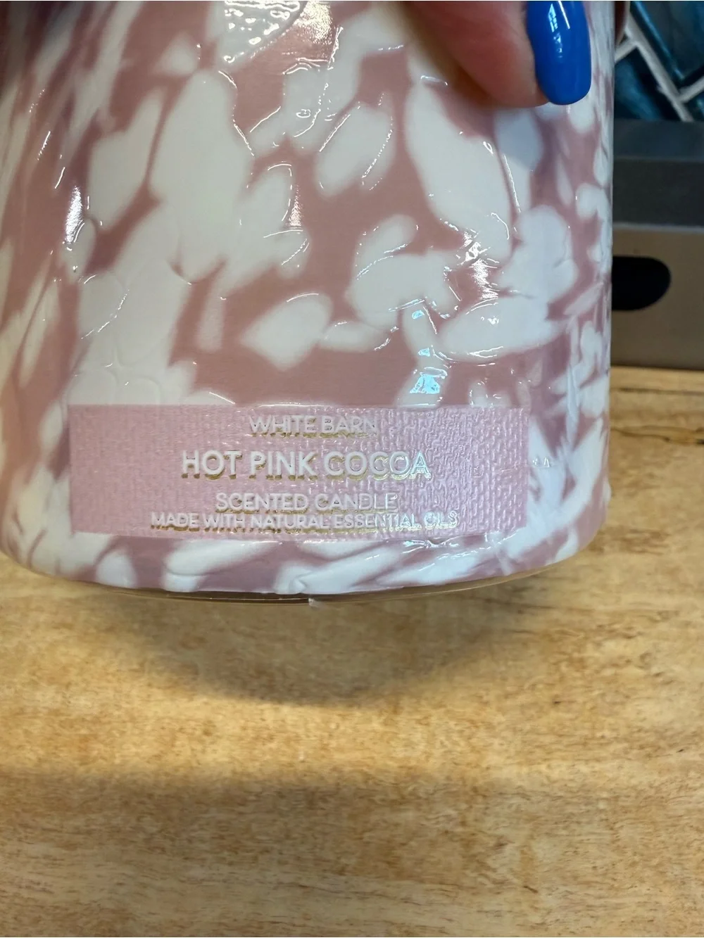 White Barn Blush Marble Jar Candle with Embossed Lid-hot pink cocoa - Picture 3 of 4